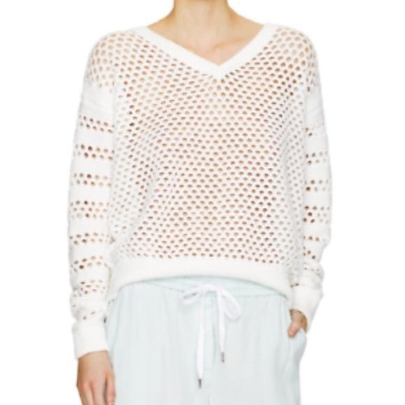 Aritzia BABATON Davey Vneck Crochet Sweater - Picture 2 of 9